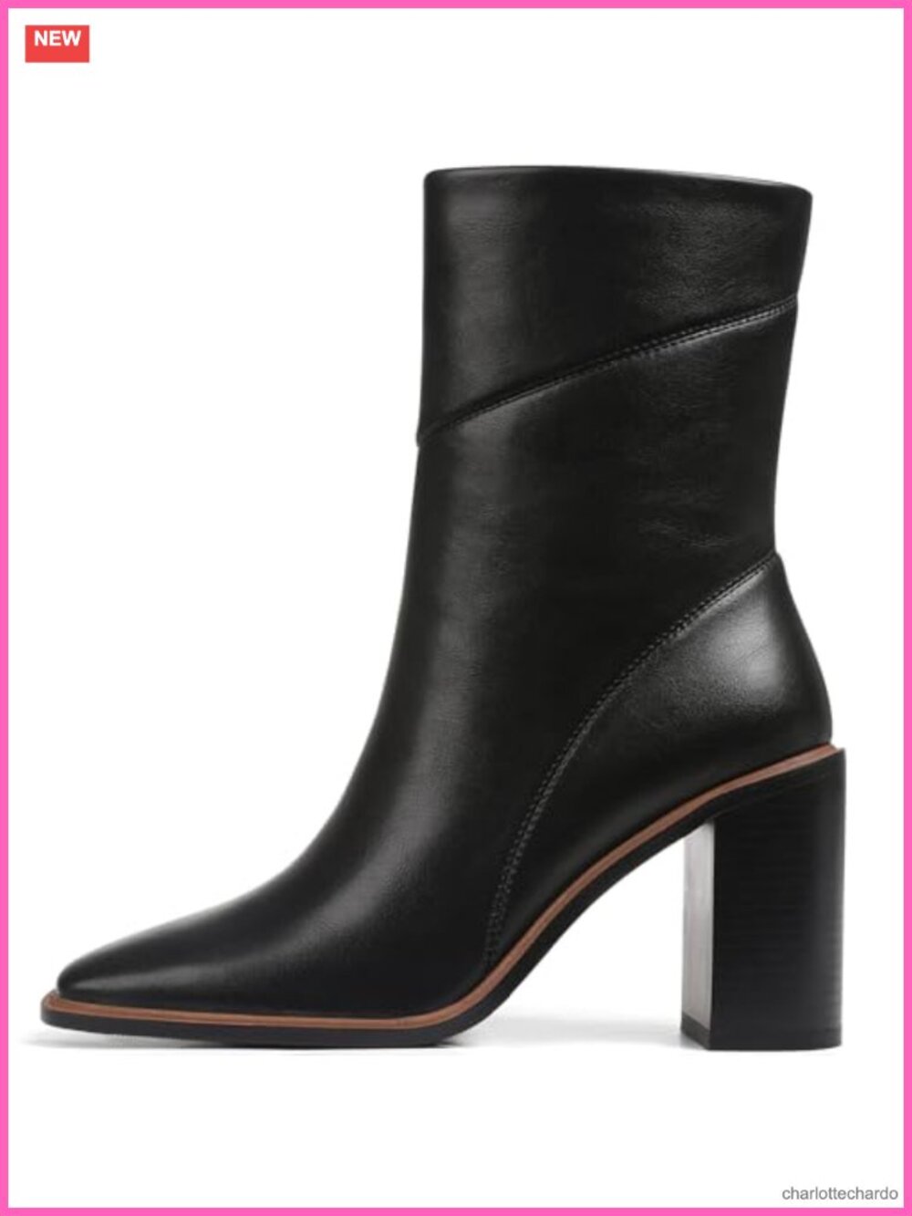 Women's Ankle Boots Chunky Heel Square Toe Faux Leather Side Zip